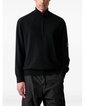 C.P. Company C.P.Company Extrafine Merino Wool Lens Half Zip Swea - Black