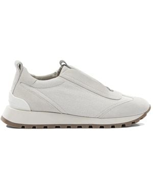 Brunello Cucinelli "Precious Detail" Low-Top Sneakers - White