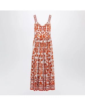 Dolce & Gabbana Dolce&Gabbana Maiolica-Print Poplin Maxi Dress - Red