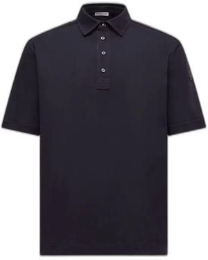 Moncler Logo-Patch Polo Shirt - Blue