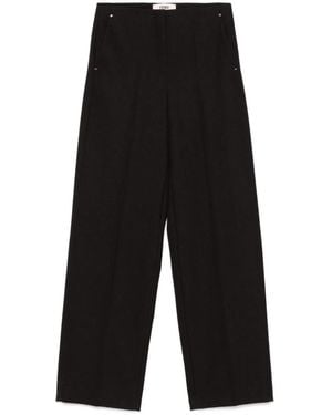 Fendi Wide Leg Wool Trousers - Black