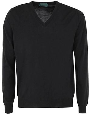 Zanone V-Neck Basic Pullover - Black