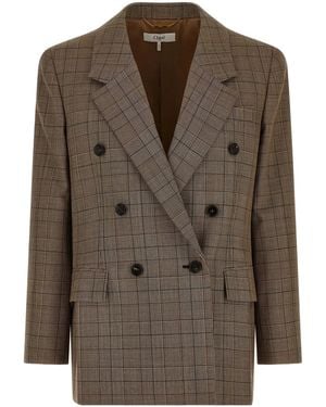Chloé Check Double-Breasted Blazer - Brown