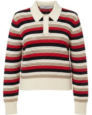 Golden Goose "Journey" Knit Cropped Crewneck Wool Blend Geometric Jacquard - Red