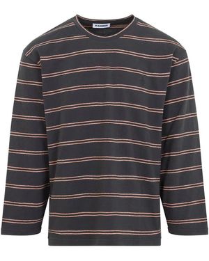 Jil Sander Meteorite L/ Striped T-Shirt - Grey