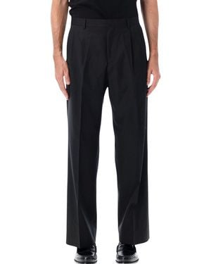 sunflower Wool Wide Pleated Trousers - Black