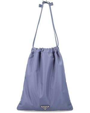 Prada Wish Re-Nylon Drawstring Pouch - Blue