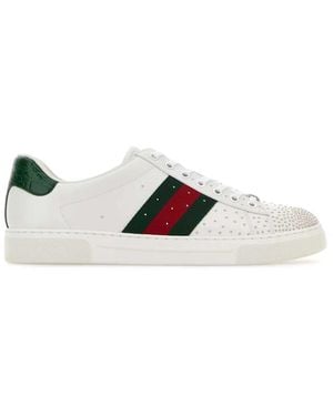 Gucci Leather Ace Sneakers - White