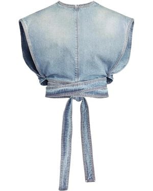Alaïa Alaia Faded Cotton Belted Top - Blue