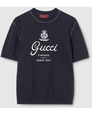 Gucci Wool Sweater With Short Sleeves - Blue
