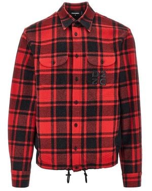 DSquared² Nylon And Flannel Hybrid Overshirt - Red