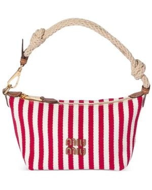 Miu Miu Cotton And Leather Pouch - Red