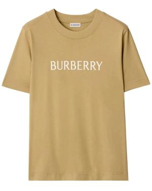 Burberry Cotton T-Shirt With Logo - Natural