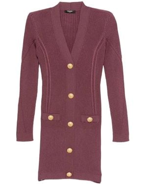 Balmain V-Necked Short Dress - Red