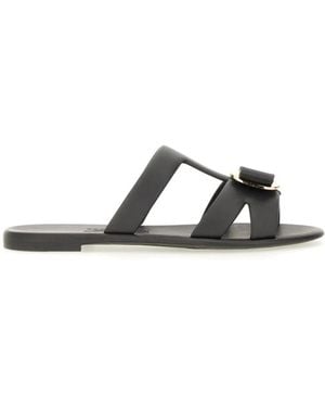 Ferragamo Sandalo Slide New Vara - Black