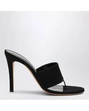 Jude Nubuck Leather Thong Sandals - Black