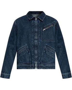 KENZO Logo-Embroidered Denim Jacket - Blue
