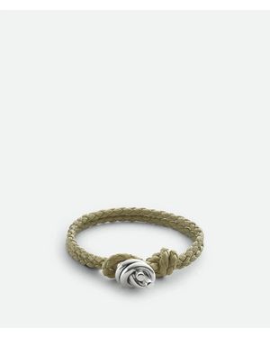 Bottega Veneta Sterling Travertine Leather Bracelet - Green