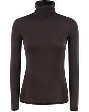 Antonelli Modal And Cashmere Roll-Neck Top - Black