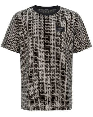 Balmain 'Monogram Couture' T-Shirt - Grey