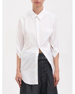 Junya Watanabe Asymmetrical Pure Cotton Shirt With Pointed Collar And Pockets - White