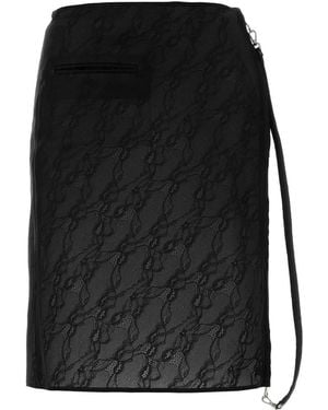 Courreges Zipped Lace Skirt - Black
