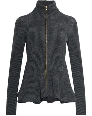 Alaïa Alaia Virgin Wool Cashmere Peplum Cardi - Black