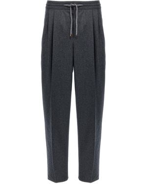 Brunello Cucinelli Front Pleat Pants - Gray