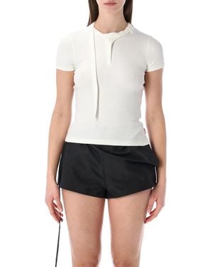 DIESEL T-Iaras Short-Sleeve Ribbed Cotton Top - White