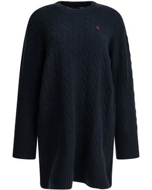 Polo Ralph Lauren Short Knit Dress With Logo - Blue
