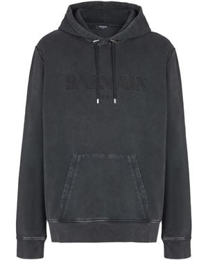 Balmain Hoodie With Embroidered Logo - Black