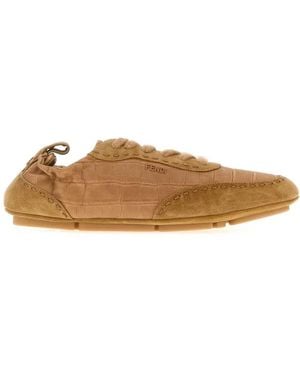 Fendi Leather And Suede Fit Sneakers - Brown