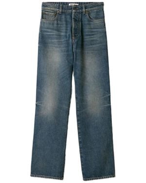 Miu Miu Straight Leg Cotton Denim Five Pocket Jeans - Blue