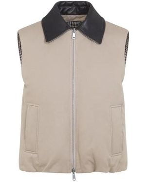 Brunello Cucinelli Tobacco Cotton Padded Reversible Vest - Brown