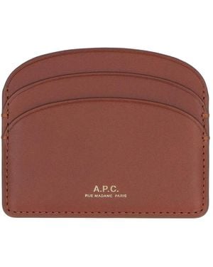 A.P.C. Logo Detail Leather Card Holder - Purple