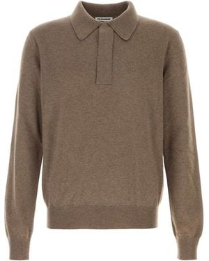 Jil Sander Mud Wool Polo Shirt - Brown