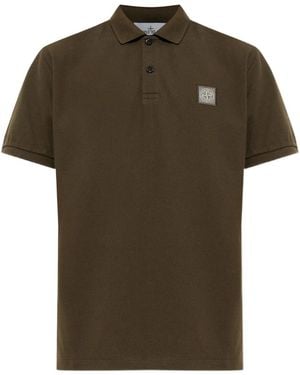 Stone Island Logo-Patch Short-Sleeve Polo Shirt - Green