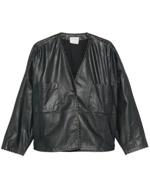 forte_forte Leather Kimono Jacket - Black