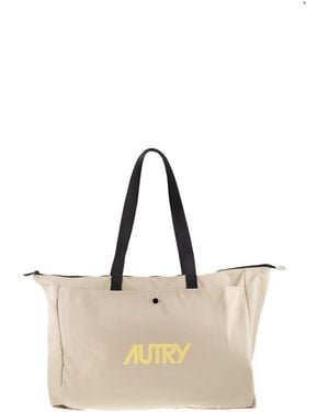 Autry Nylon Tote Bag With Clutch - Natural
