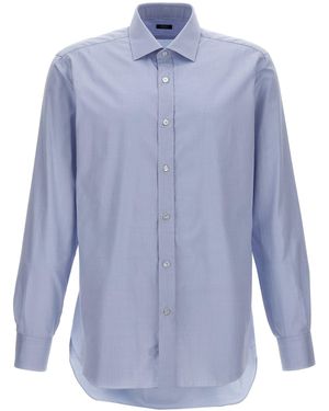 Barba Napoli Textured Cotton Shirt Shirt And Blouse - Blue