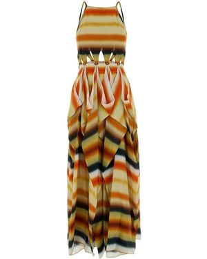 Loewe Paula's Ibiza Printed Crepe Paula S Ibiza Dress - Metallic