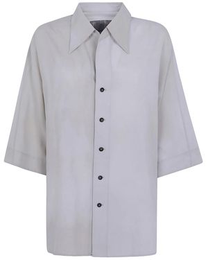Ziggy Chen Short Sleeves Back Gathered Shirt - Blue
