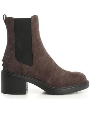 Tod's Calf Leather Polyester Flat Shoes - Brown