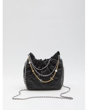 Tory Burch Fleming Mini Leather Hobo Bag - Black