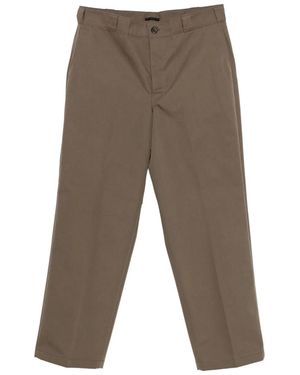 Prada Logo-Plaque Straight-Leg Pants - Gray