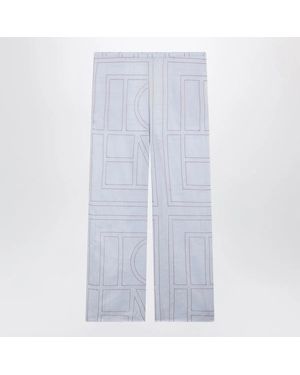 TOTEME Monogram Cottonblend Pajama Pants - Blue