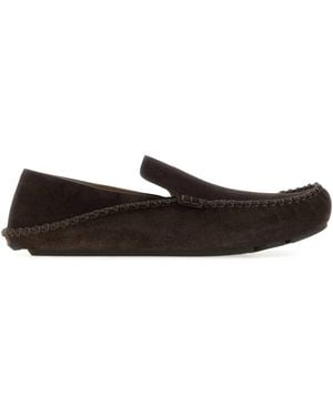 Loewe Dark Suede Rambla Loafers - White