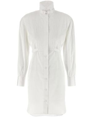 McQueen Tuxedo Chemisier Dress - White