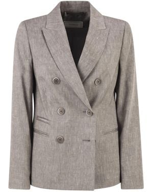Peserico Double-Breasted Blazer - Gray
