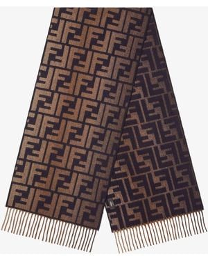 Fendi Faded-Effect Ff Jacquard Wool And Cashmere Scarf - Multicolour